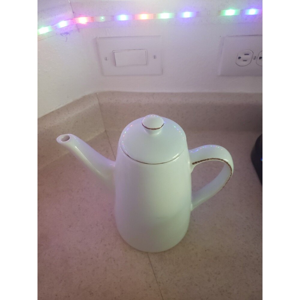 Vintage White Ceramic Teapot / Coffee Pot with Lid